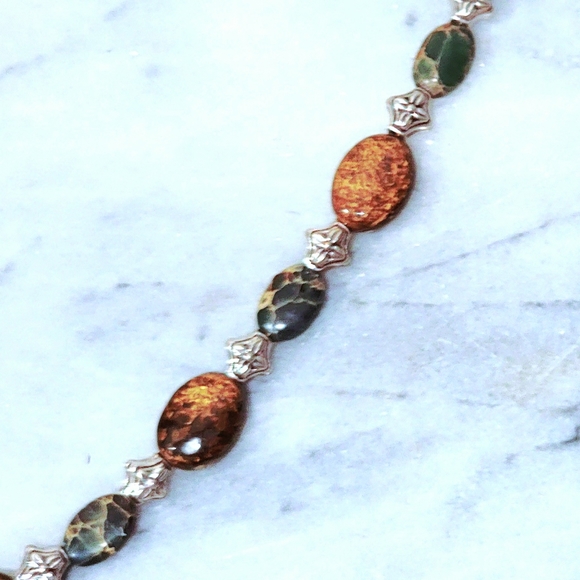 Bronzite Green Onyx Sterling Pendant Necklace 21" - Picture 5 of 7